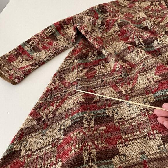 Lauren Ralph Lauren Open Cardigan Sweater S/M Southwestern Aztec Silk Blend - Picture 8 of 9